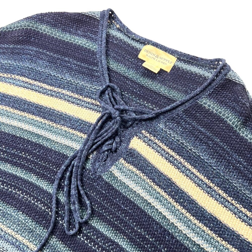 Denim & Supply Ralph Lauren Womens Striped Blue Cotton Knit Pullover Sweater S/P